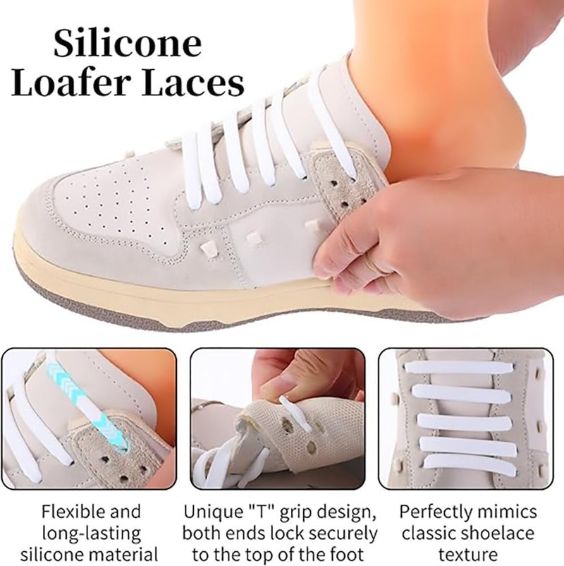 كيلا أربطة أحذية بدون عقدة للأطفال والكبار، أربطة مطاطية للأحذية الرياضية، أربطة أحذية مسطحة من السيليكون بدون عقدة لأحذية الجري (زوجان أسود وأبيض) - Image 4